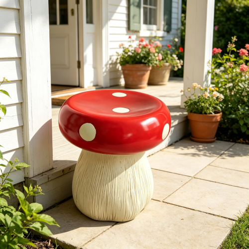 Resin Mushroom Statue Stool
